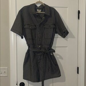 Universal Thread Navy and White Striped denim romper